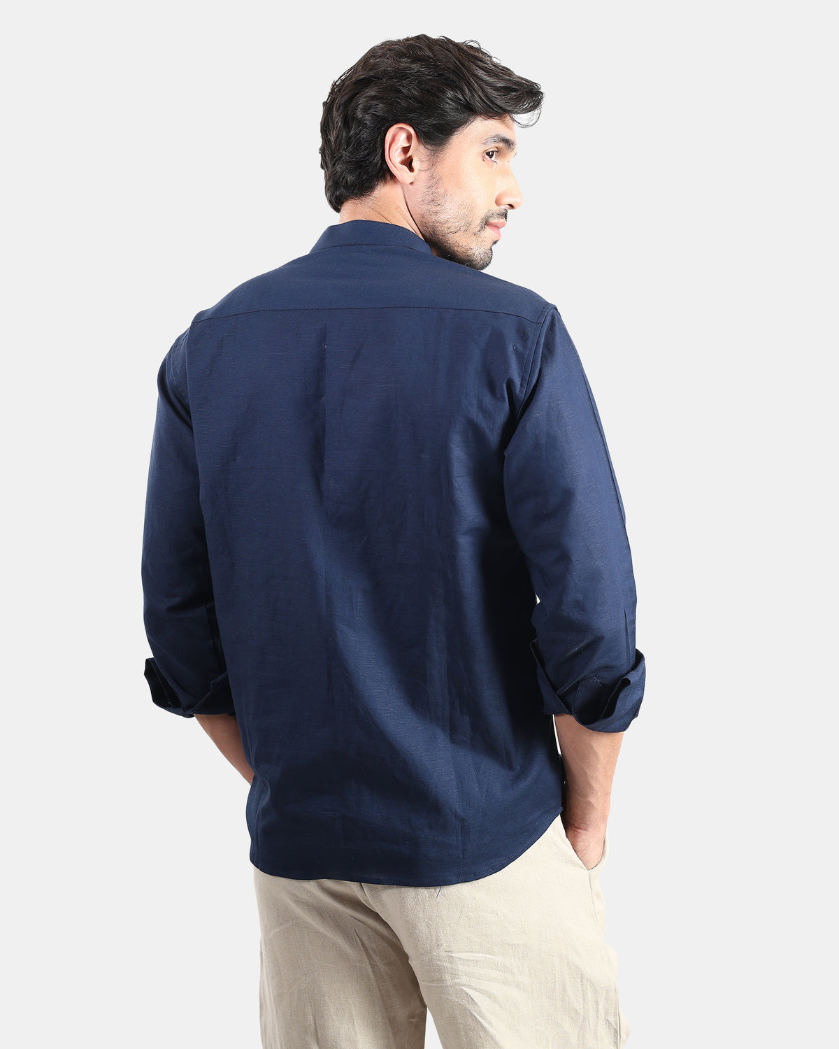 Navy Mandarin Kurta Shirt