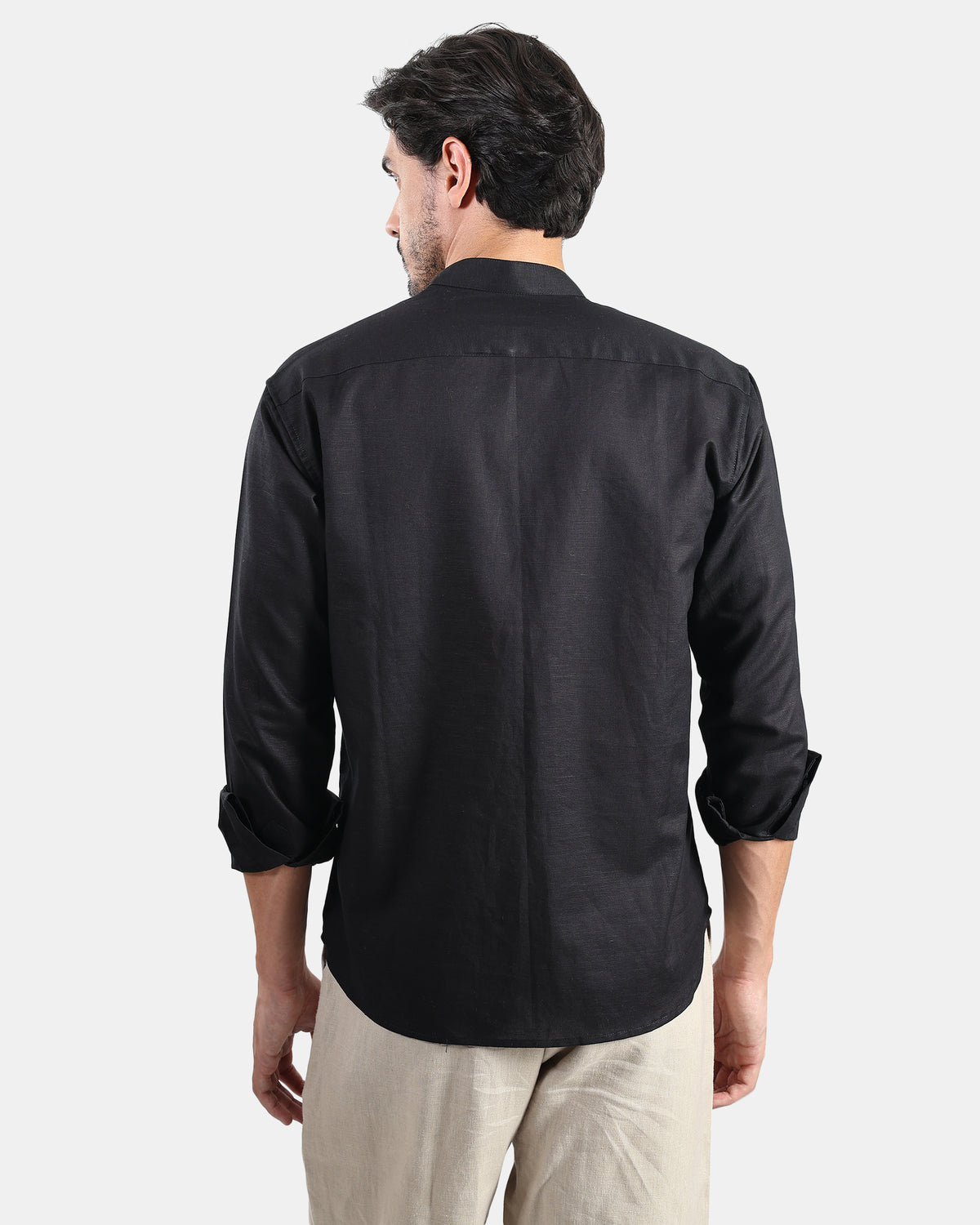 Black Linen Shirt | Concealed Placket