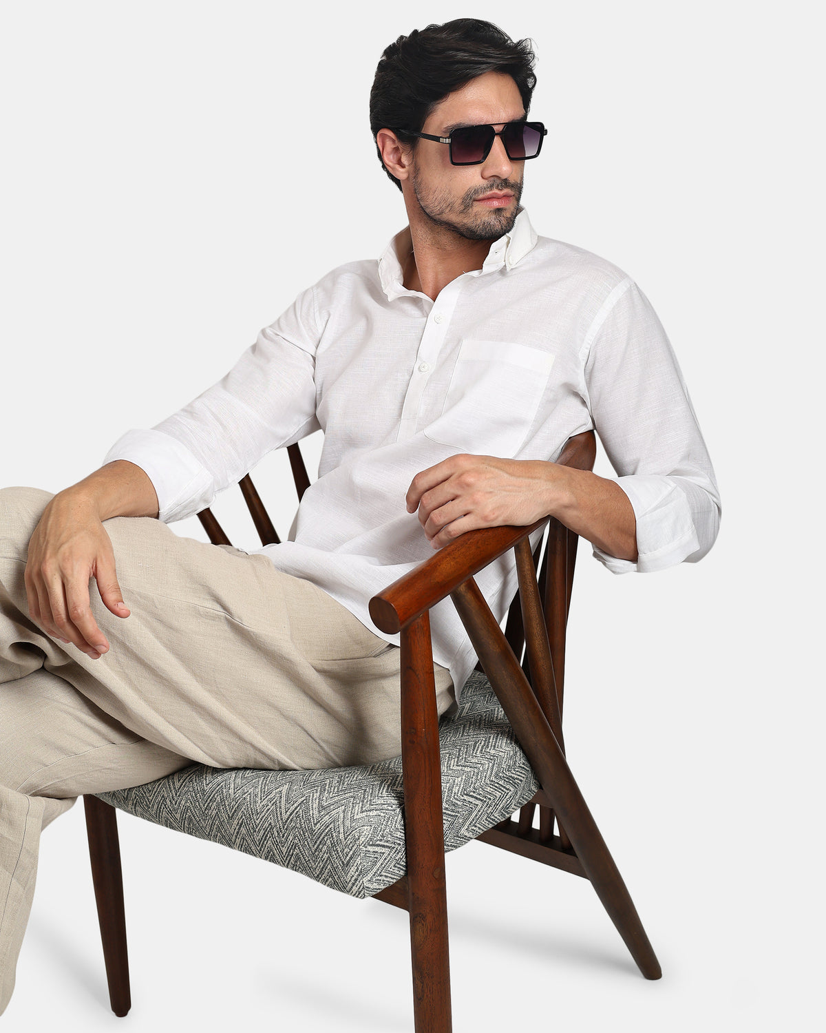White Linen Kurta Shirt