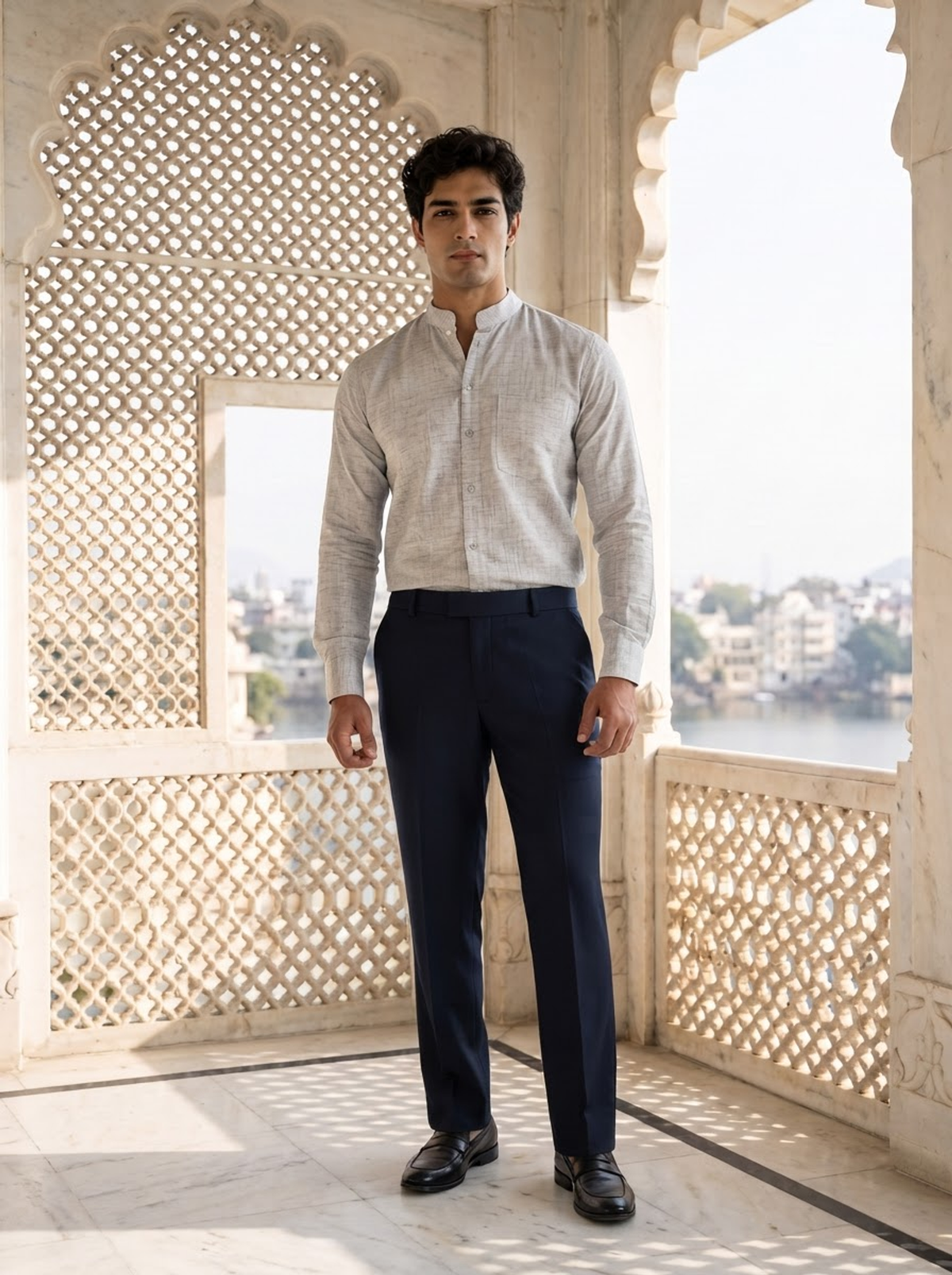 Grey Khadi Cotton Shirt for Men