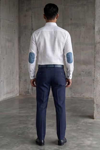 Linen Shirt with Denim Detailing