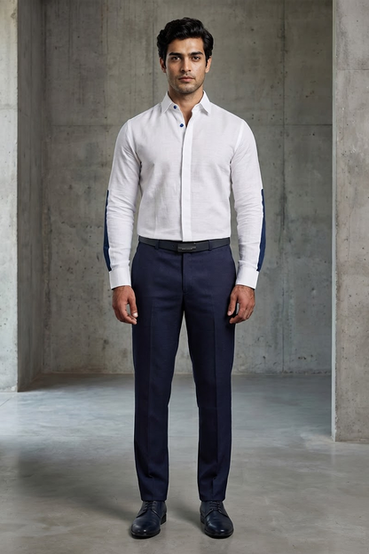 White Linen Shirt | Elbow Detailing