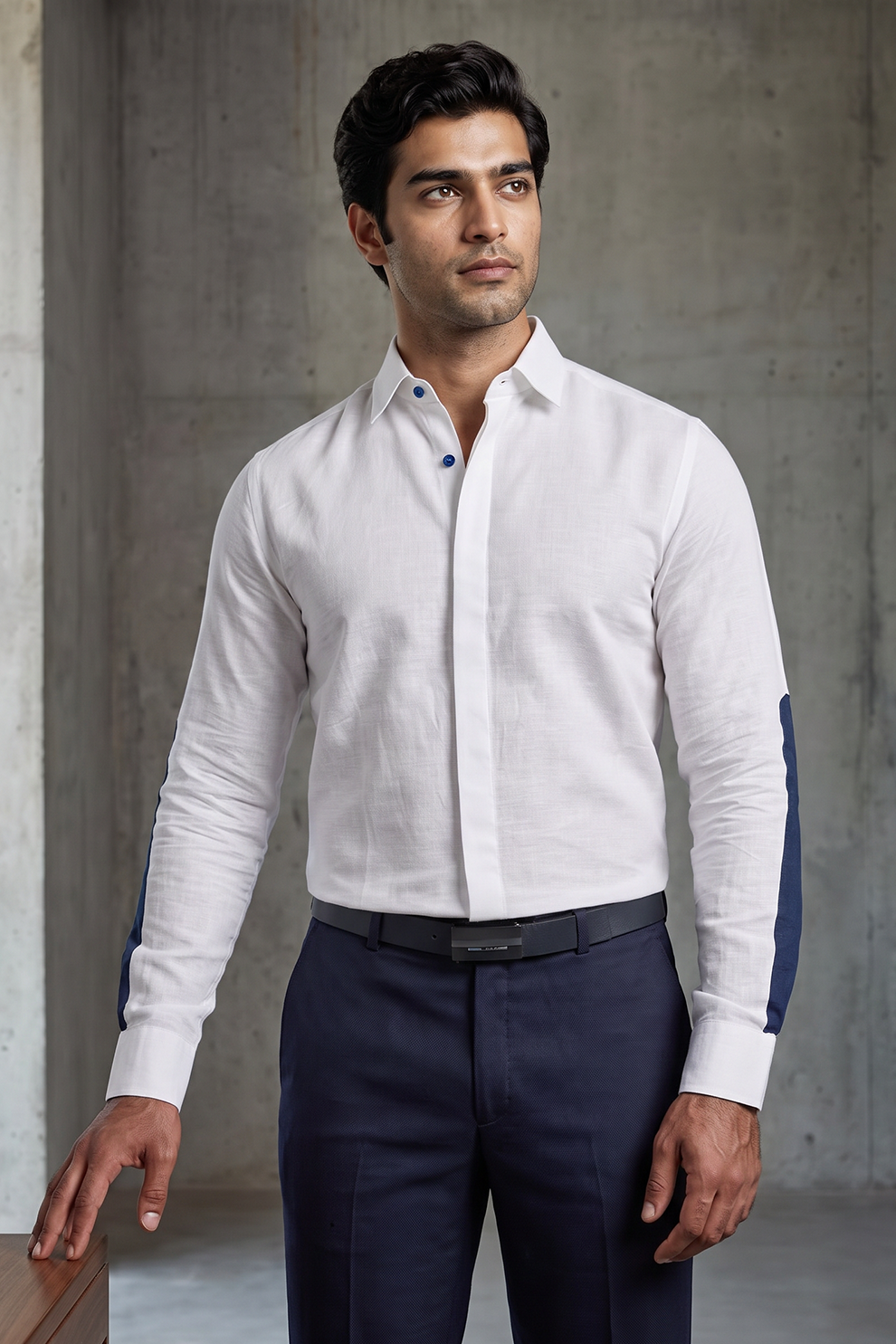 White Linen Shirt | Elbow Detailing