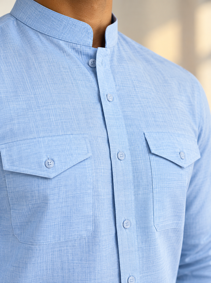 Light Blue Khadi Cotton Shirt