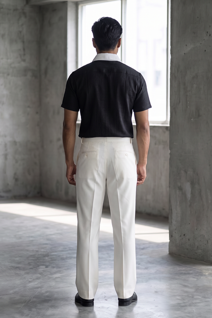 Linen Polo T-Shirt - Black