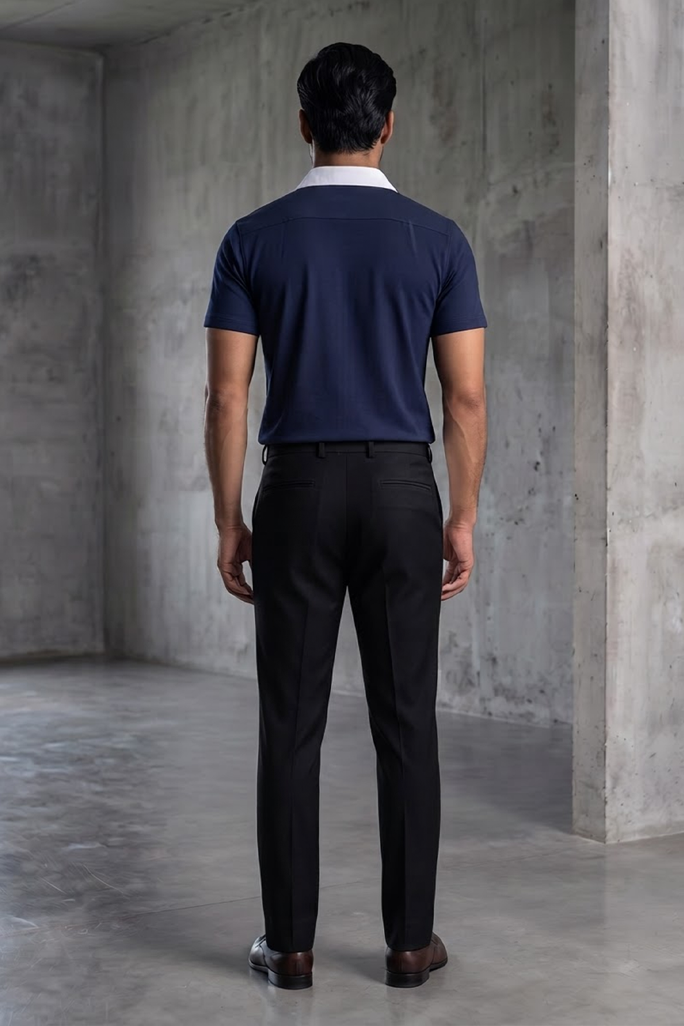 Navy Blue Polo Linen T-Shirt