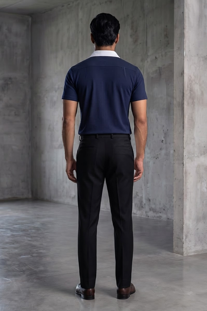 Navy Blue Polo Linen T-Shirt