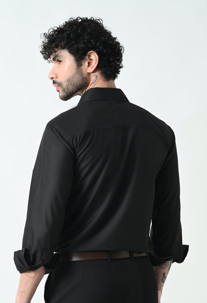 Indyslay Black Designer premium stone work Cotton sheen Shirt (White Nandi)