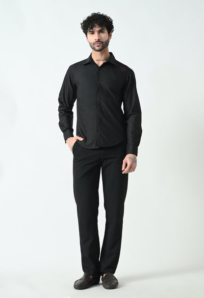 Indyslay Black Designer premium stone work Cotton sheen Shirt (Girl face with red Rose)