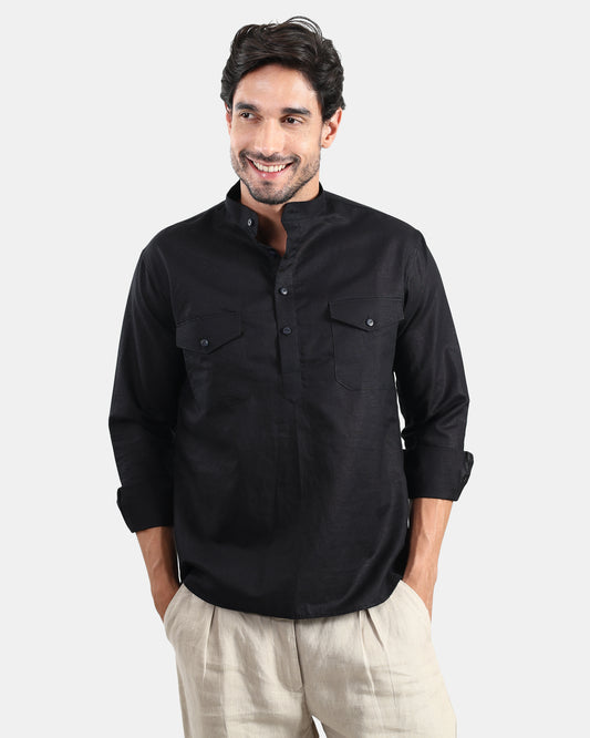 Black Mandarin Kurta Shirt
