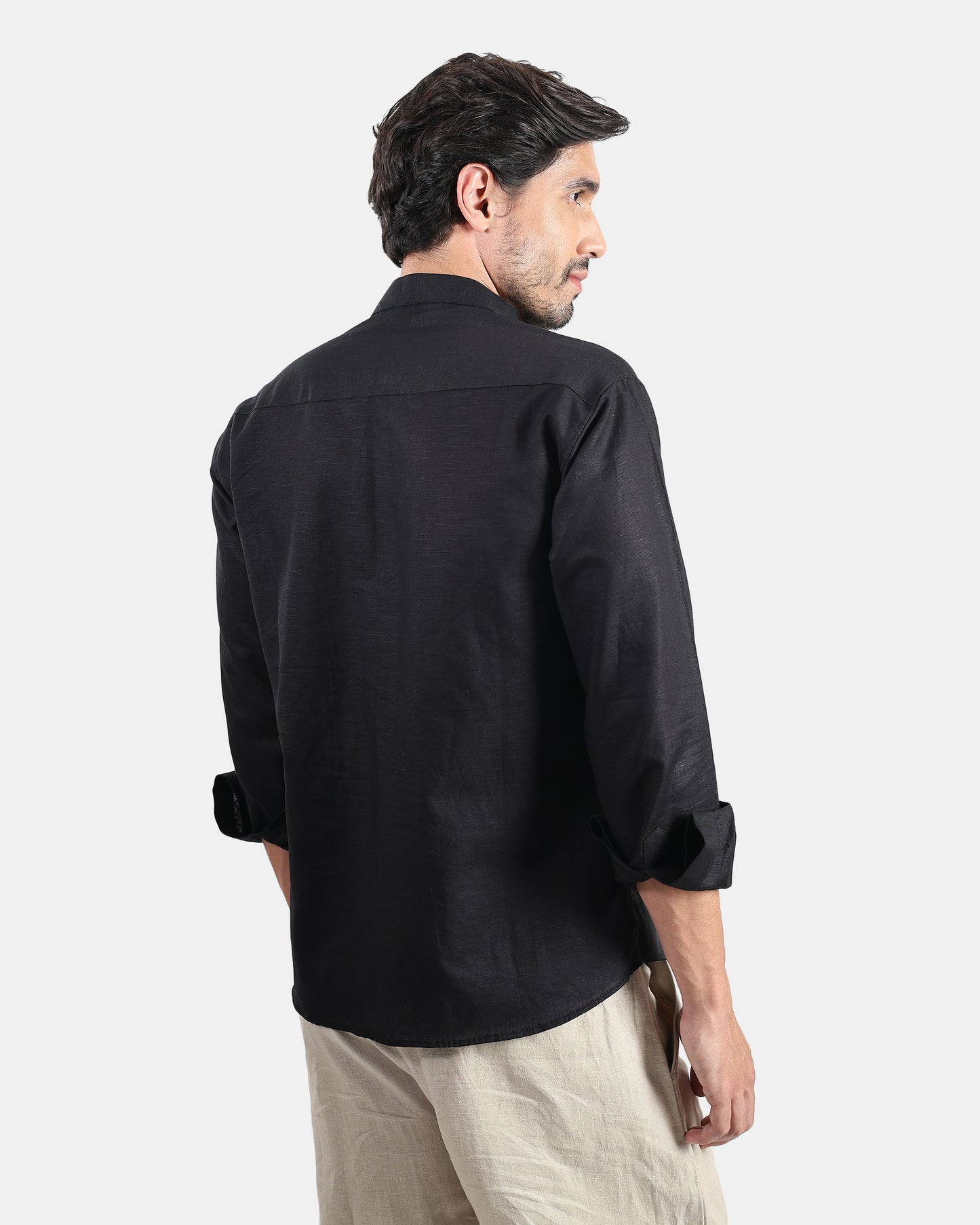 Black Classic Mandarin Kurta Shirt with Pockets