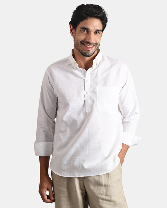 White Linen Kurta Shirt