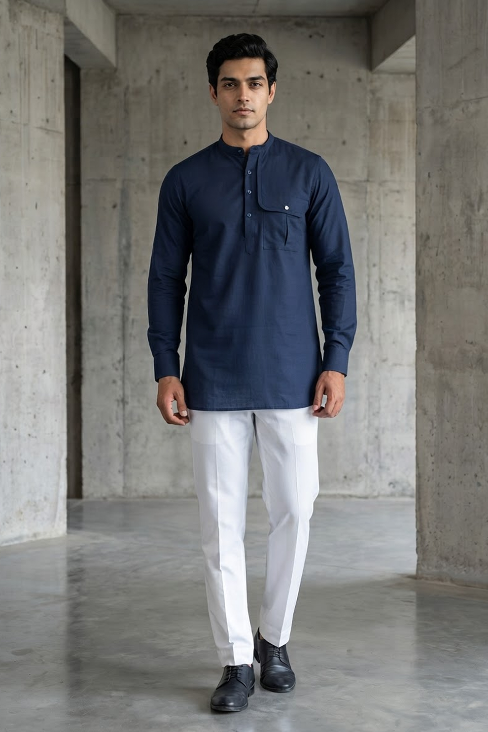 Guru Linen Kurta | Midnight Blue