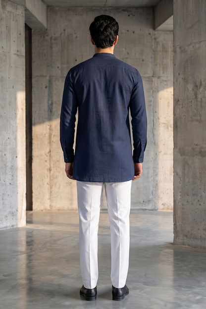 Guru Linen Kurta | Midnight Blue