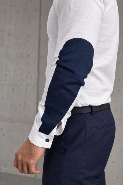 White Linen Shirt | Elbow Detailing