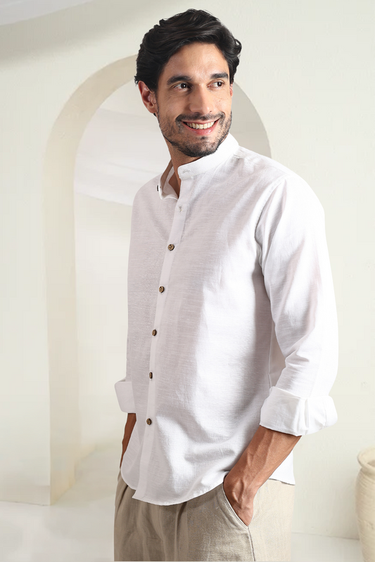 White Linen Shirt | Wooden Buttons