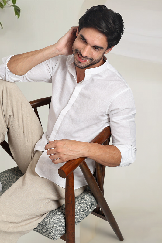 White Linen Shirt | Concealed Placket