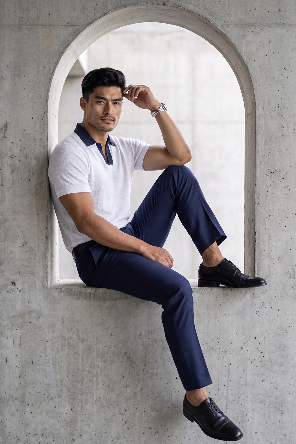 White Linen Polo T-Shirt