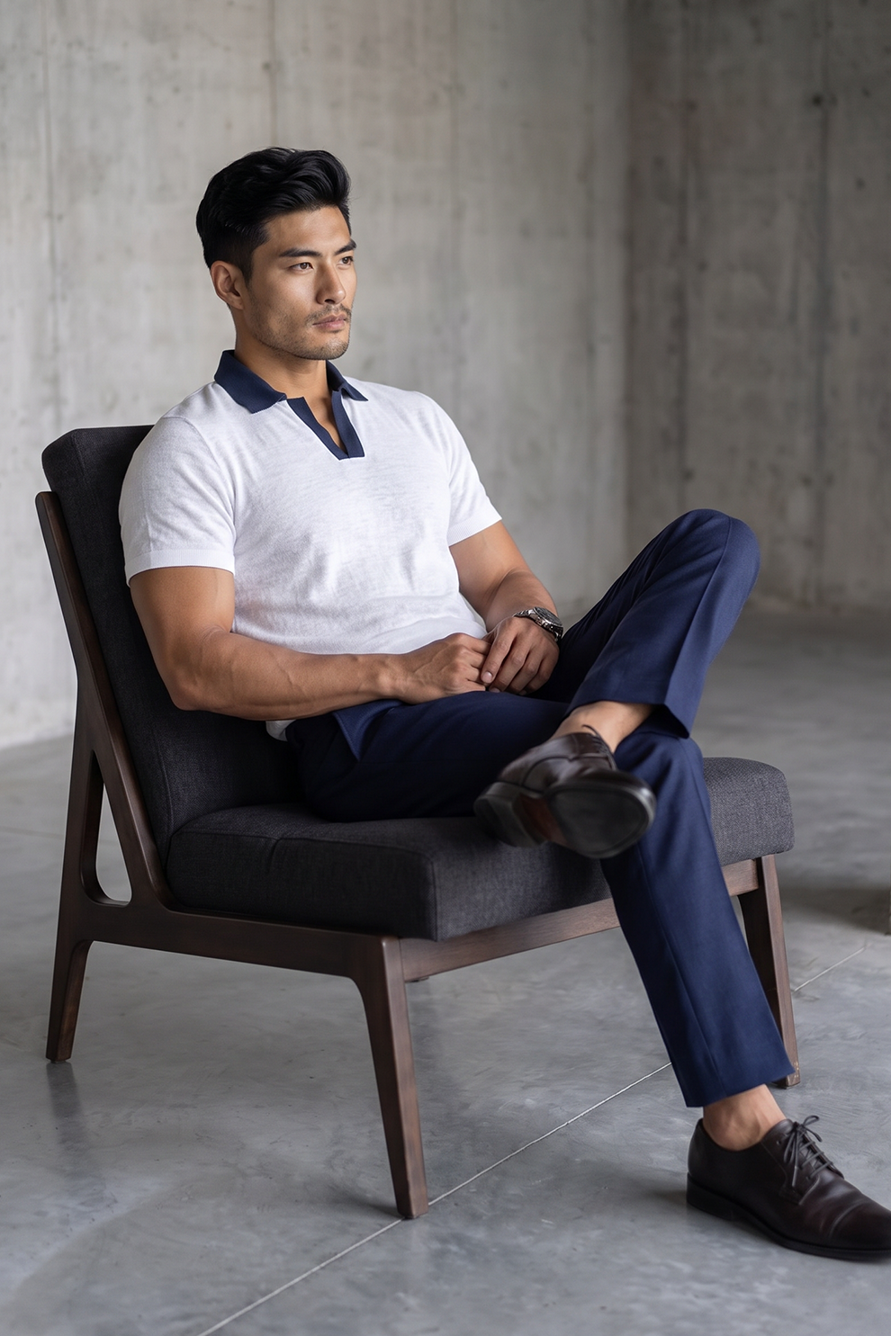 White Linen Polo T-Shirt