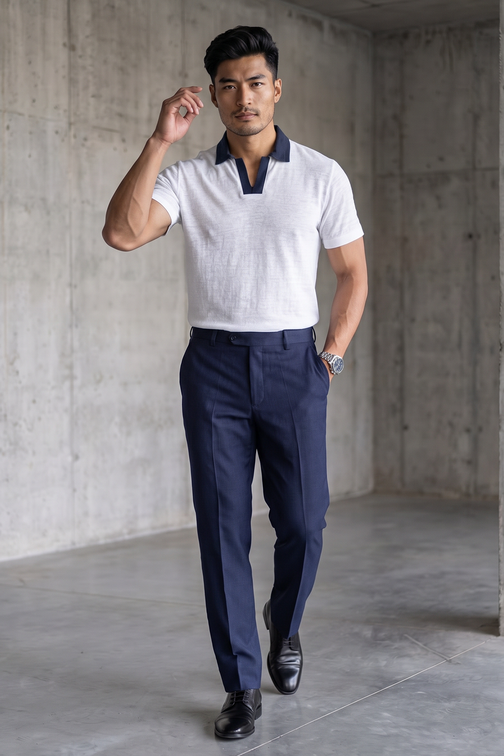 White Linen Polo T-Shirt