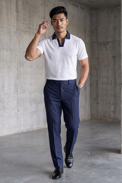 White Linen Polo T-Shirt