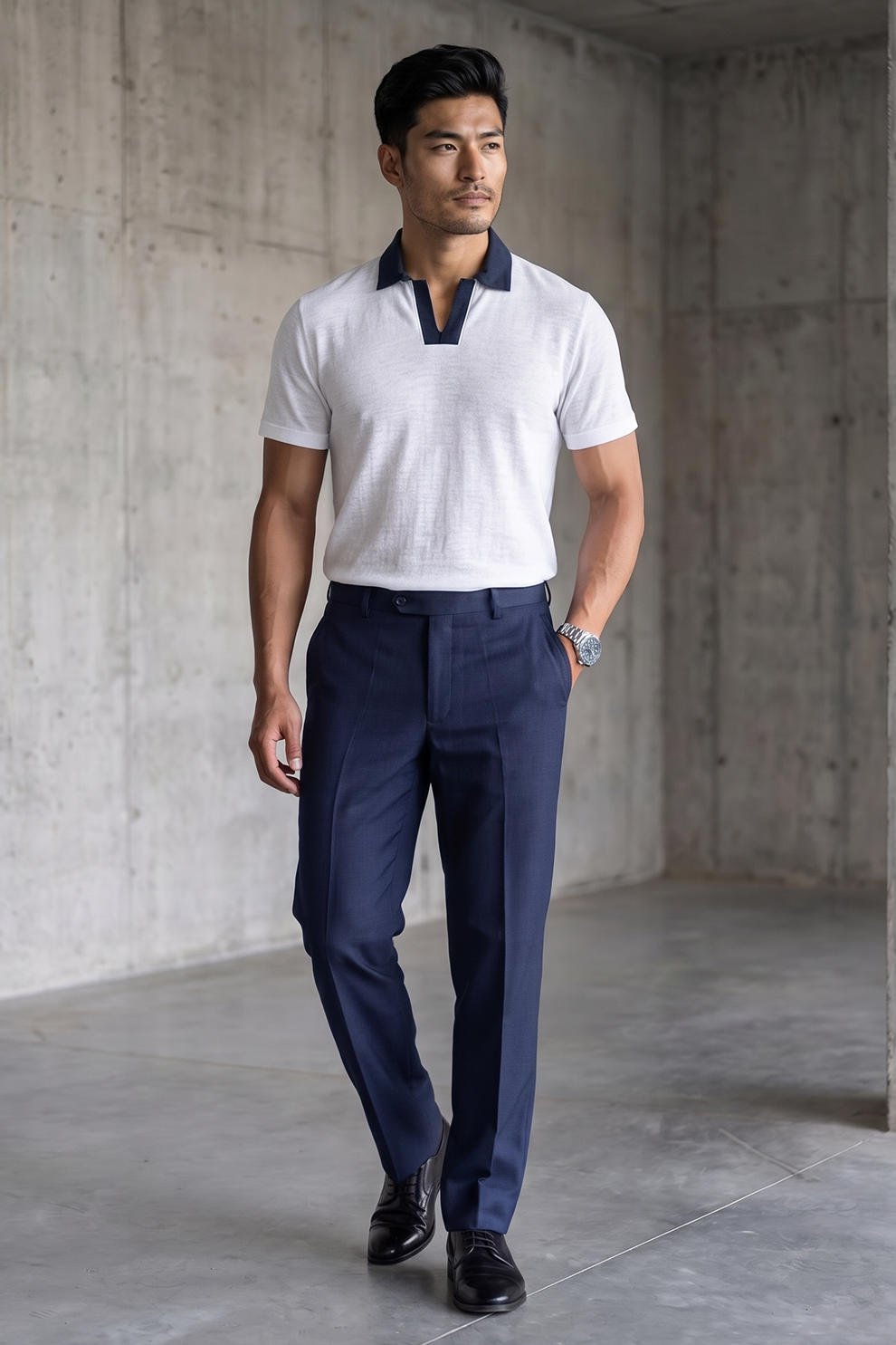 White Linen Polo T-Shirt