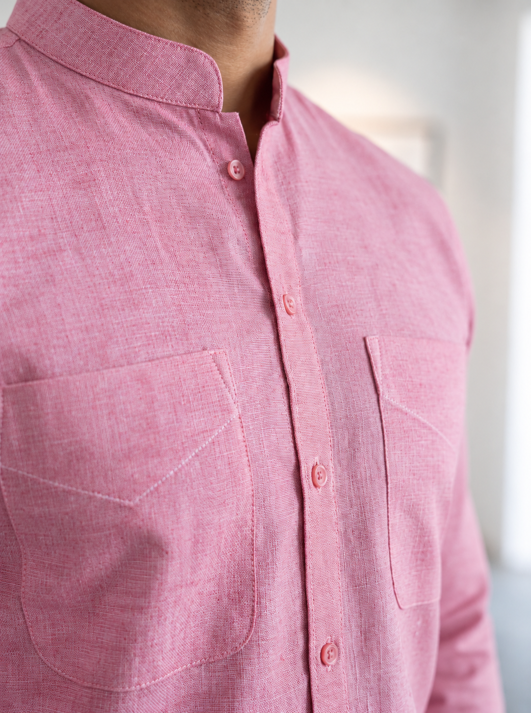Pink Khadi Cotton Shirt for Men
