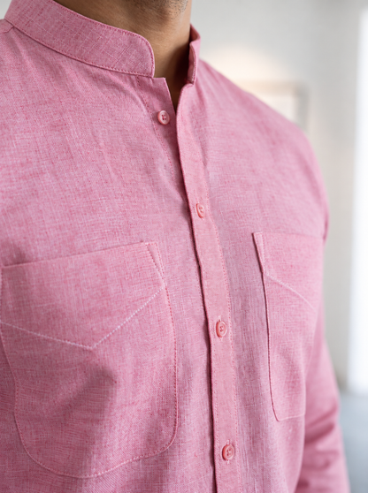 Pink Khadi Cotton Shirt for Men