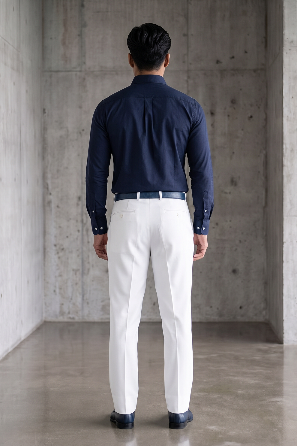 Blue Linen Shirt with Denim Detailing