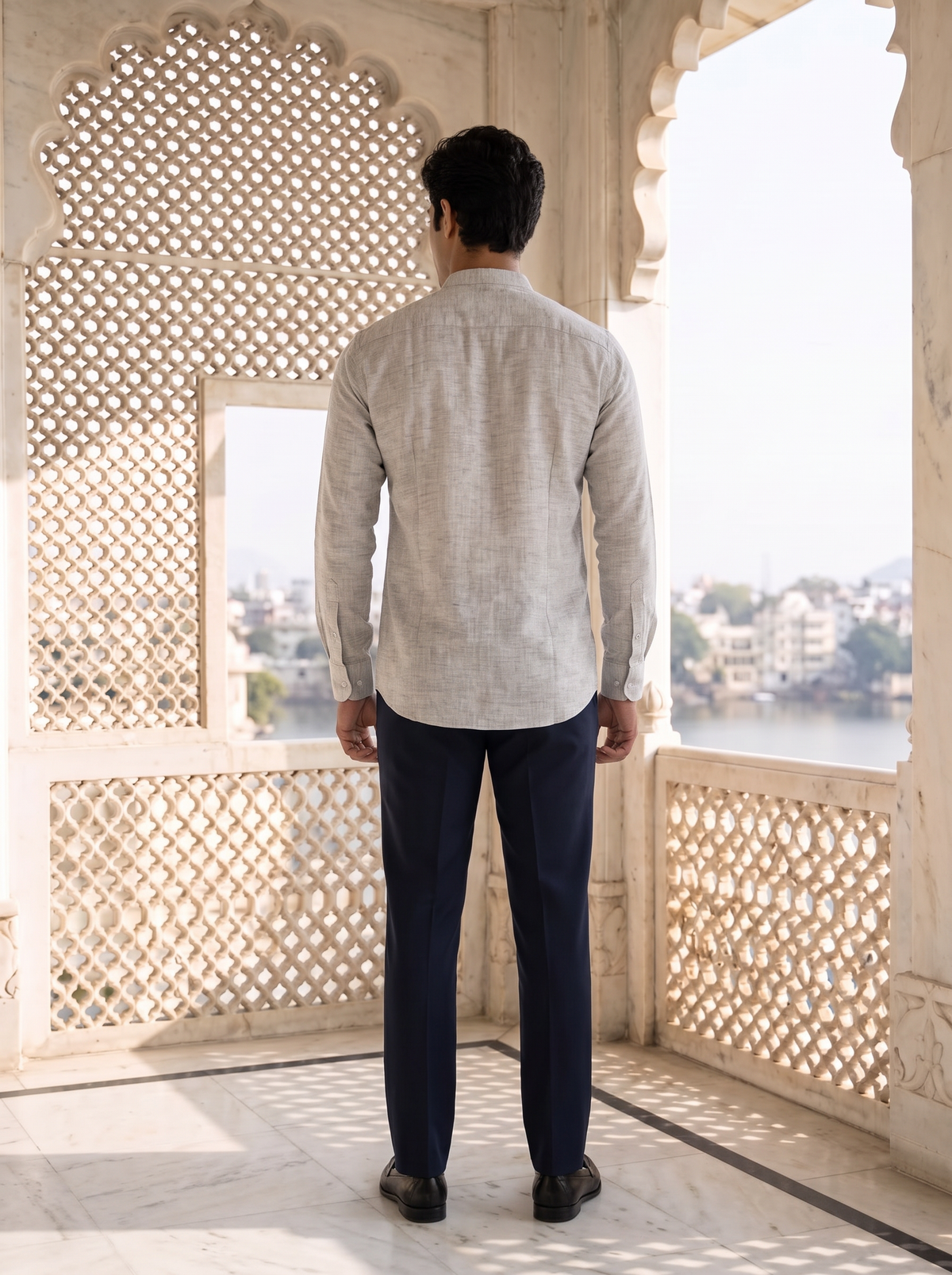 Grey Khadi Cotton Shirt for Men