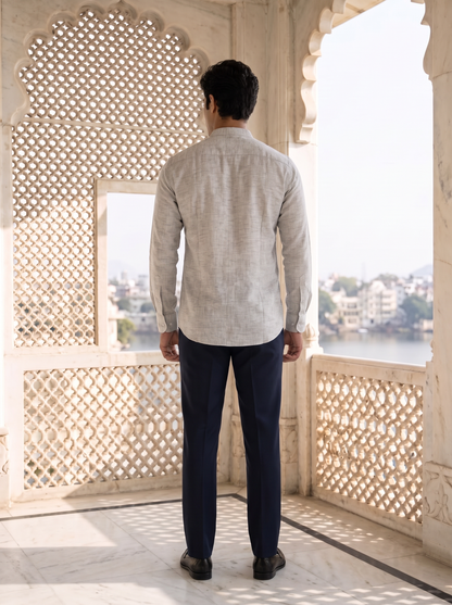 Grey Khadi Cotton Shirt for Men