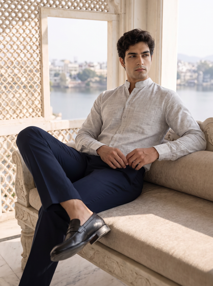 Grey Khadi Cotton Shirt for Men