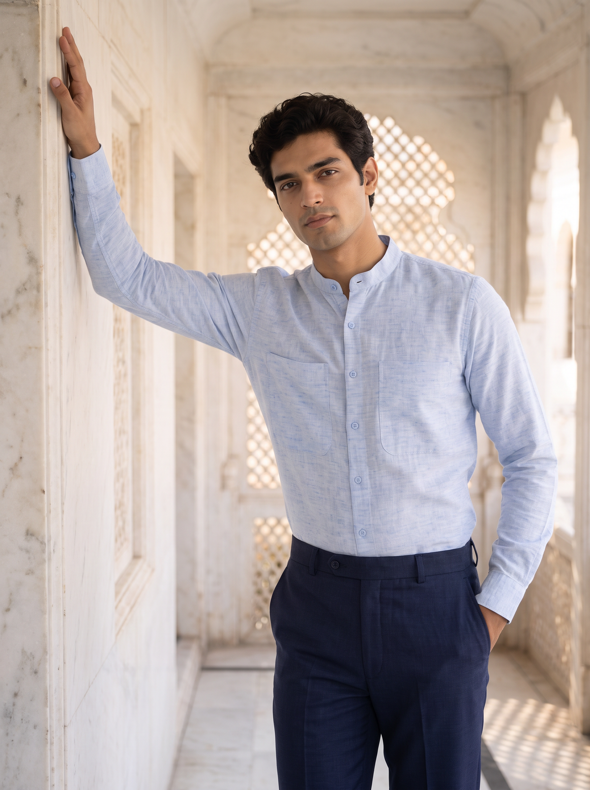 Light Blue Khadi Cotton Shirt