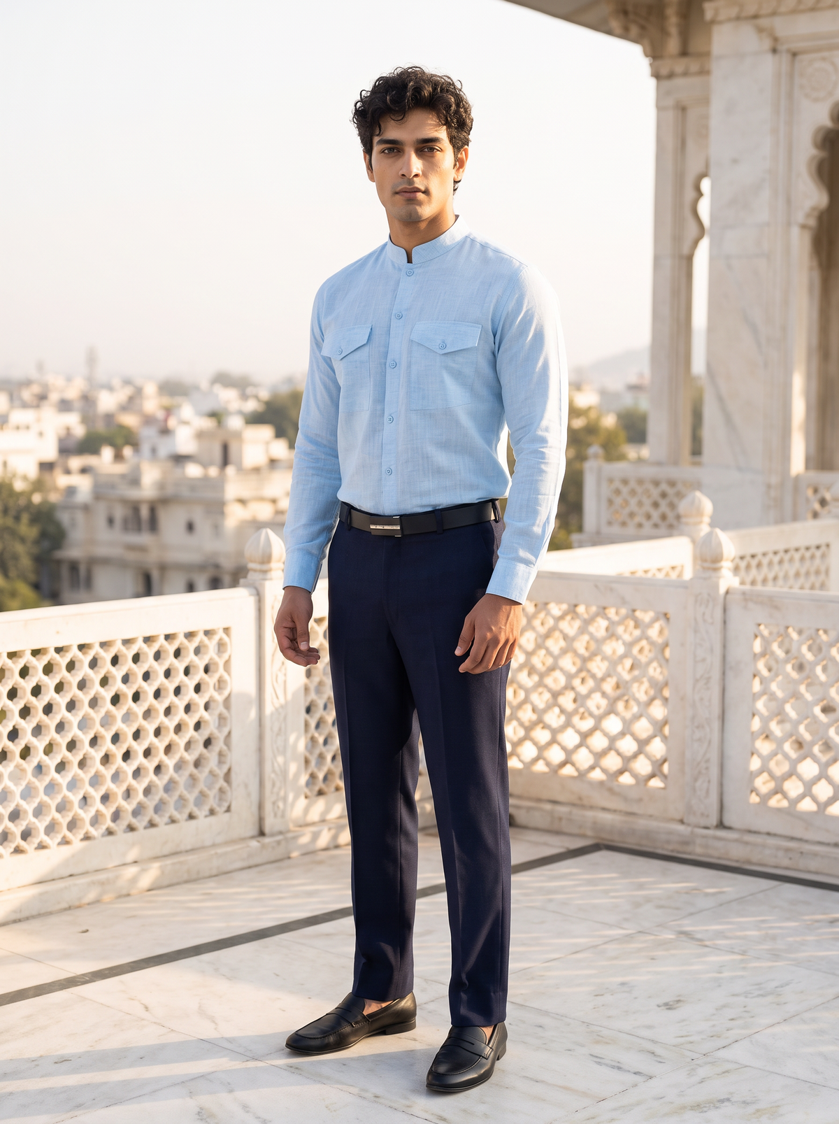 Light Blue Khadi Cotton Shirt