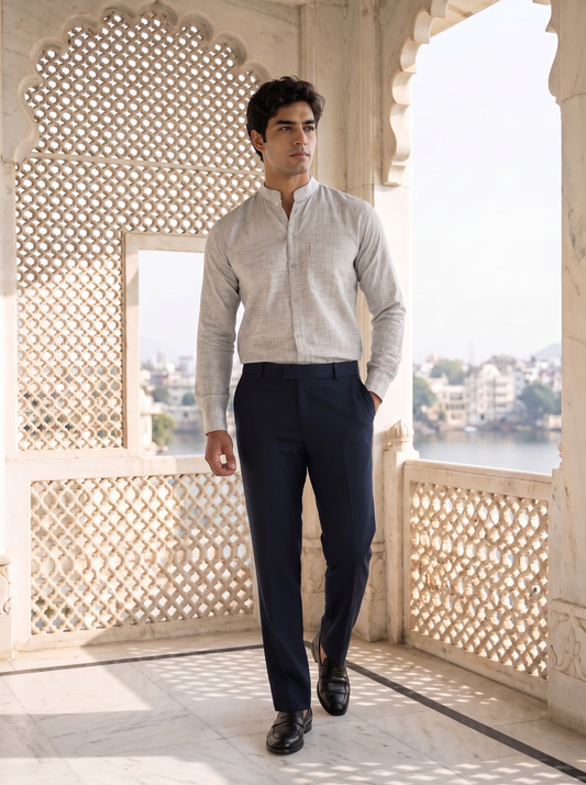 Grey Khadi Cotton Shirt for Men