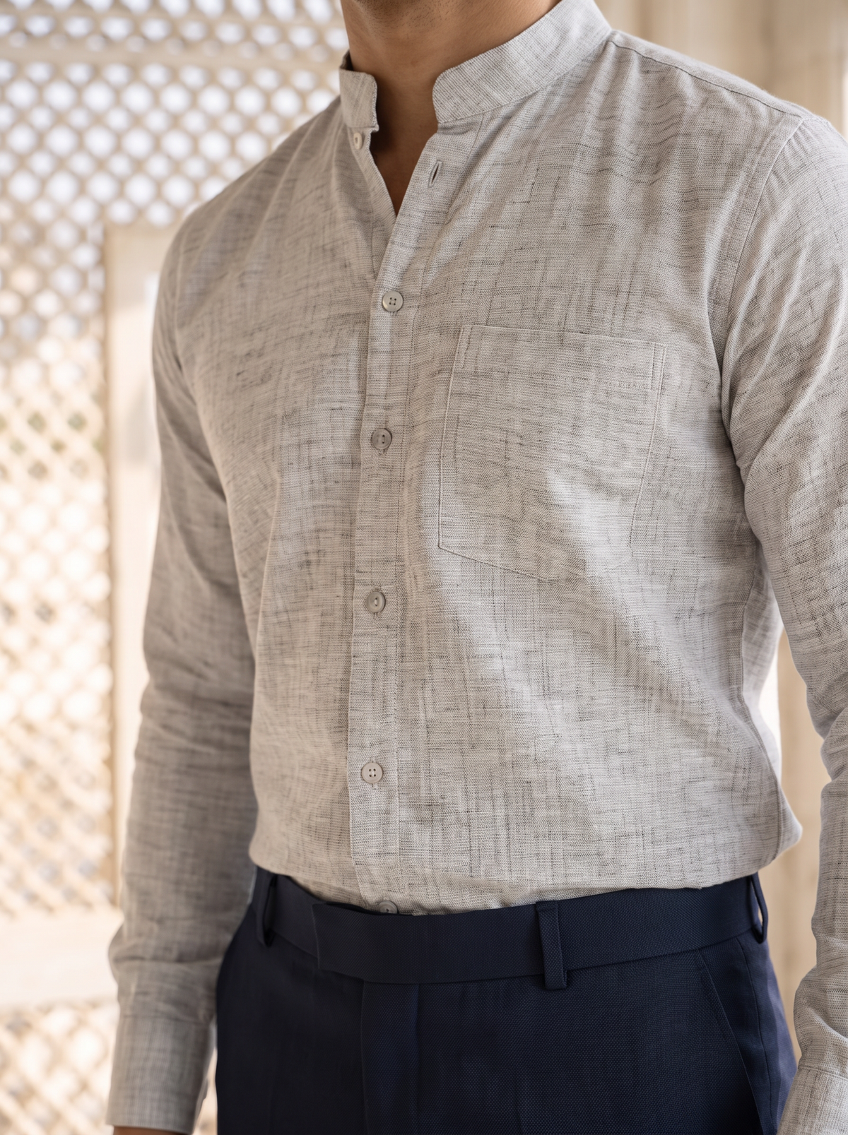 Grey Khadi Cotton Shirt for Men
