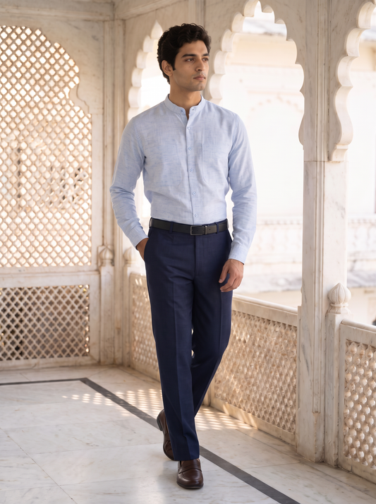 Light Blue Khadi Cotton Shirt