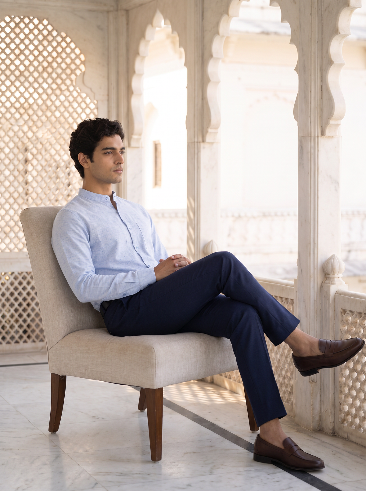 Light Blue Khadi Cotton Shirt