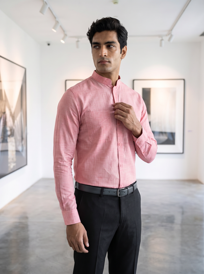 Pink Khadi Cotton Shirt for Men