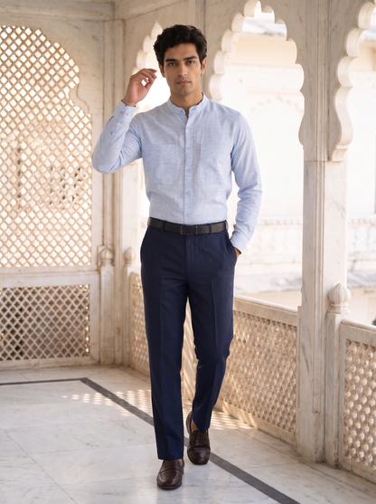 Light Blue Khadi Cotton Shirt